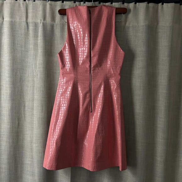 alice + olivia pink croc embossed faux leather mini dress - Picture 5 of 5